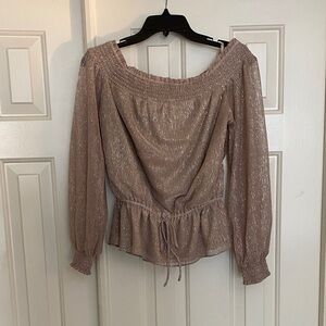 White House Black Market Metallic Blush Blouse